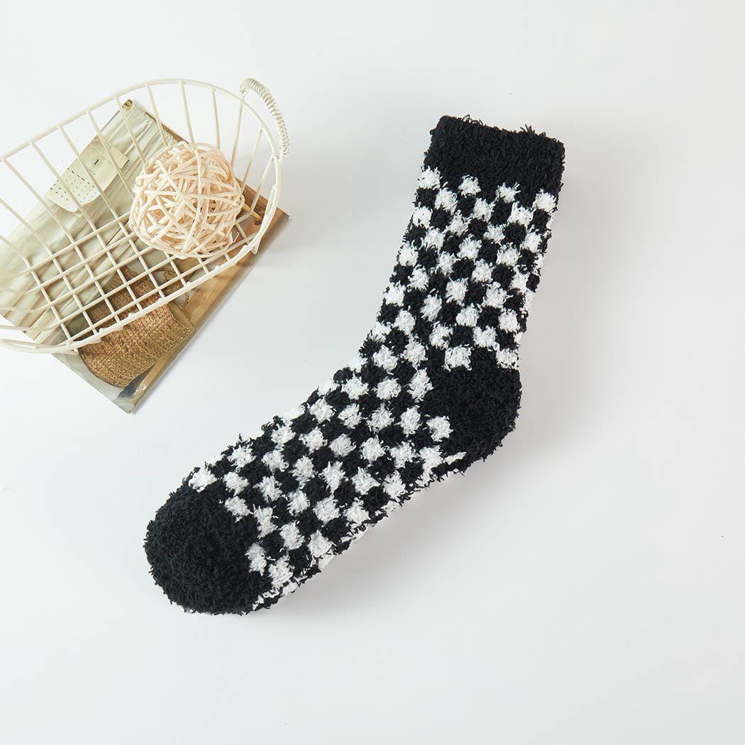 Checkerboard Fuzzy Socks